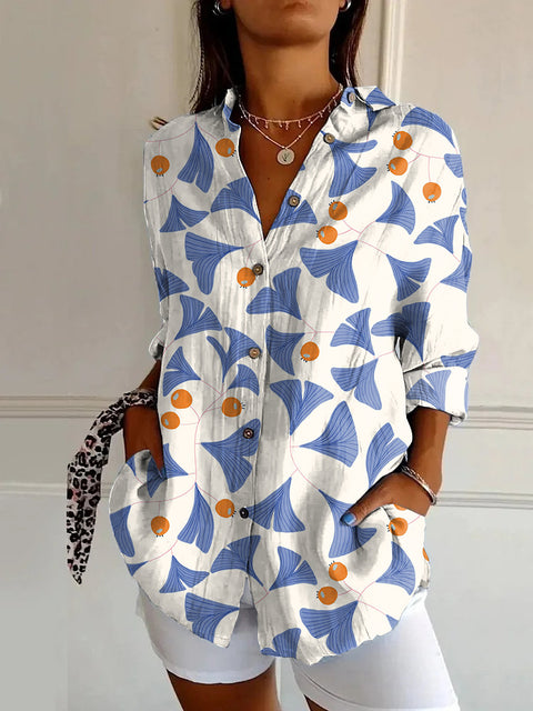 Summer trend long-sleeved shirt flower pattern printing 3D shirt m301226