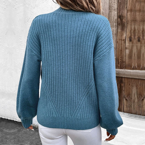Autumn and winter women's clothing stand-up collar solid color cardigan sweater jacket m300624