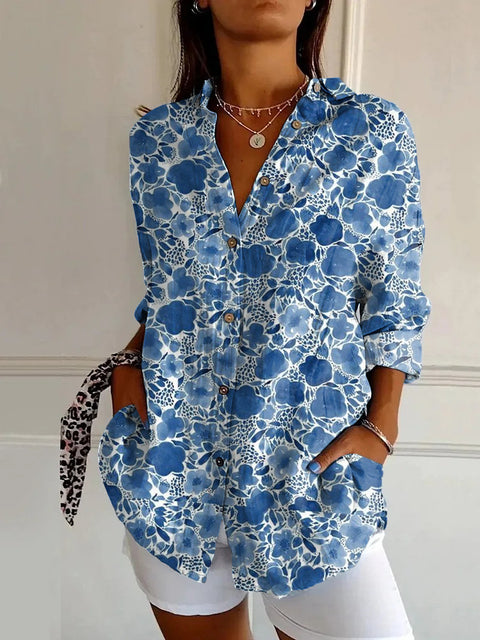 Summer trend long-sleeved shirt flower pattern printing 3D shirt m301226