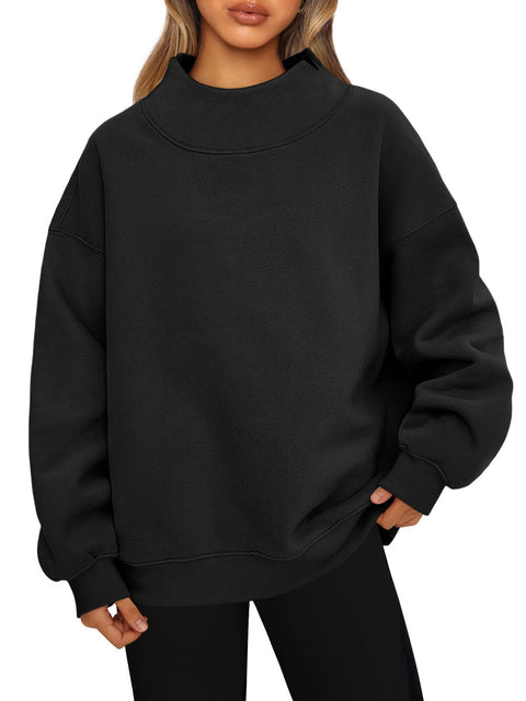 Damen Sweatshirt Langarm Rollkragen Pullover Sweatshirt Casual Sweatshirt Fleece Oberteil Damen M302142