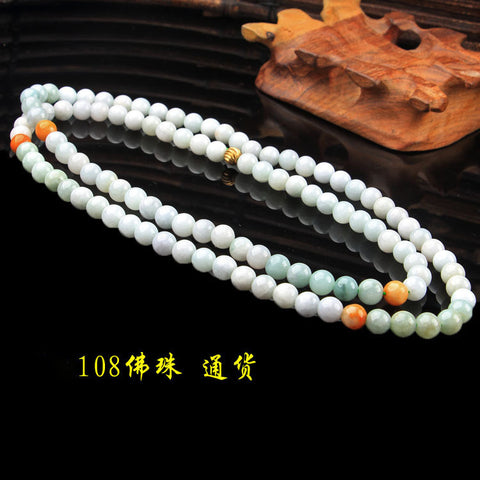 Collier en jade A, collier en perles rondes en jadéite naturelle pour femme, 108 perles allongées m3331274 