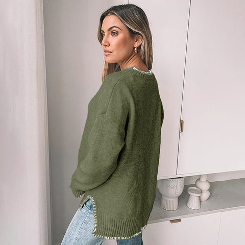 Pull en tricot tendance à col ras du cou pour femme m300629 