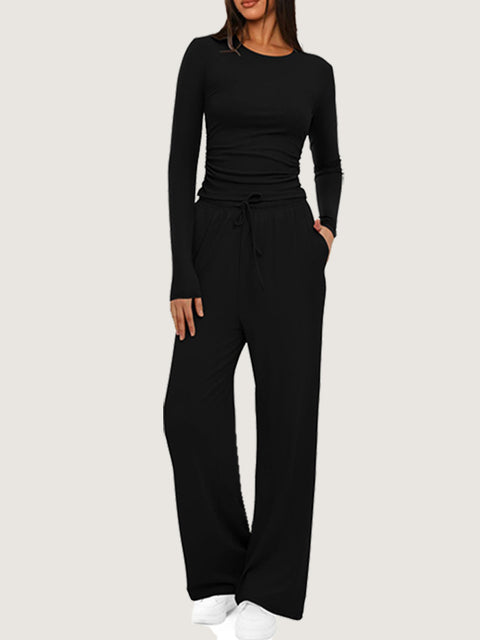 Casual suit women's long-sleeved wide-leg pants multi-occasion sportswear m301800