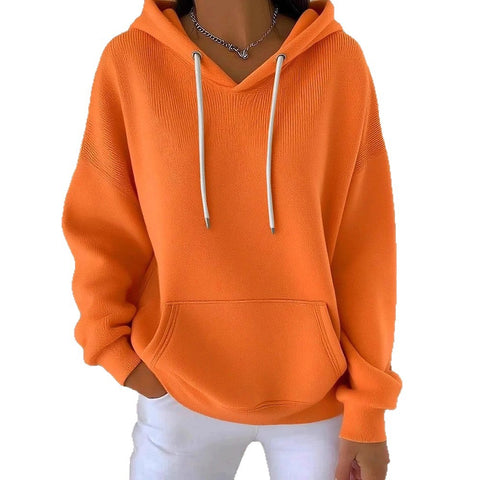 Casual solid color trendy sweater drawstring, hooded long-sleeved sweater m302030
