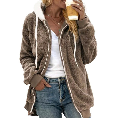 Nouvelle veste à capuche zippée en peluche ample automne et hiver m300464 