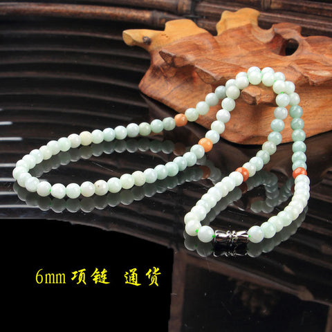Collier en jade A, collier en perles rondes en jadéite naturelle pour femme, 108 perles allongées m3331274 