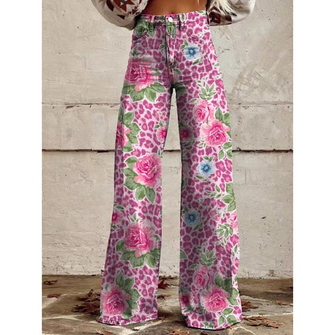 Pantalon évasé à transfert de chaleur 3D, simulation de pantalon en jean, pantalon ample m301550