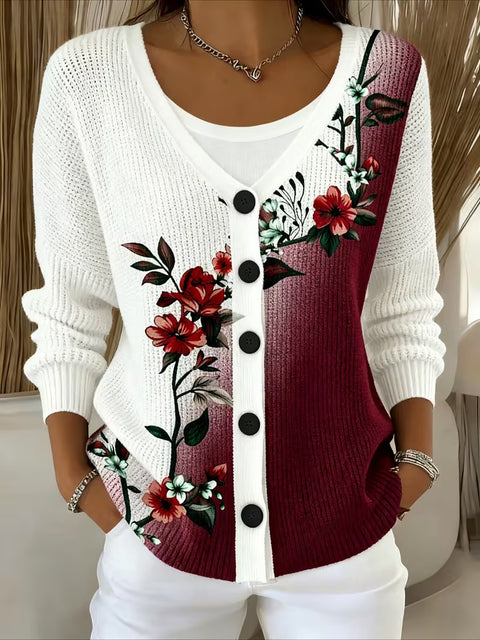 Autumn and winter European size 3D digital printing women's shoulder cardigan sweater FF303406 01