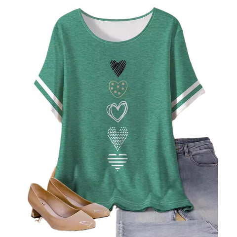 Kurzarm-T-Shirt aus Baumwolle mit Retro-Print im Frühjahr, neues, vielseitiges Rundhals-Shirt mit Bodenbildung m301287 