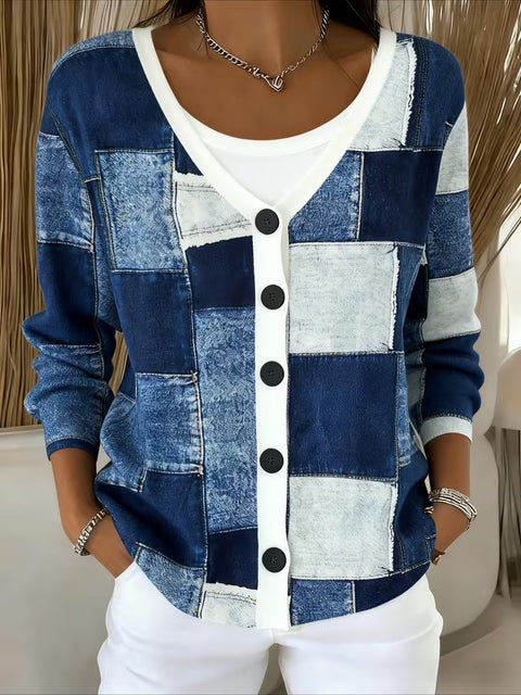 Autumn and winter European size 3D digital printing women's shoulder cardigan sweater FF303406 02