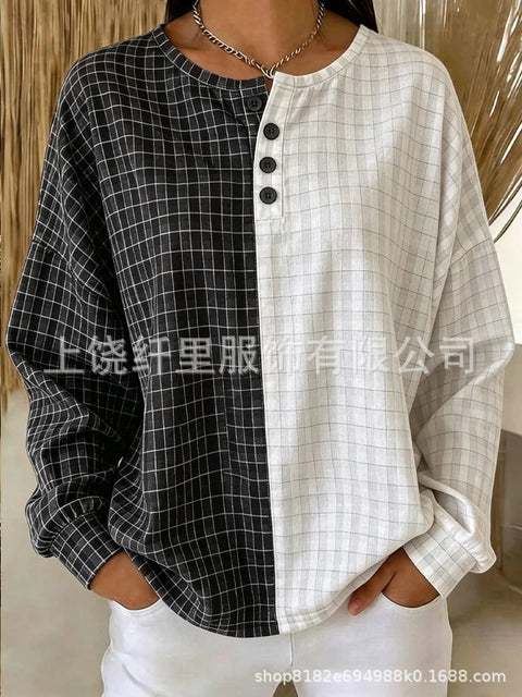 Crew neck 4 buckle spring and autumn fashion pattern 3D printing casual loose women's sweater FF303411 02