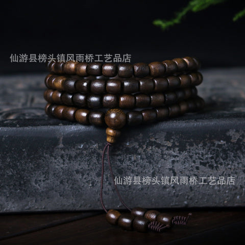 Bracelet en bois d'agar noir Qinan, immergé dans l'huile, de haute qualité, 108 perles de Bouddha, bijoux faits main, m3331277 