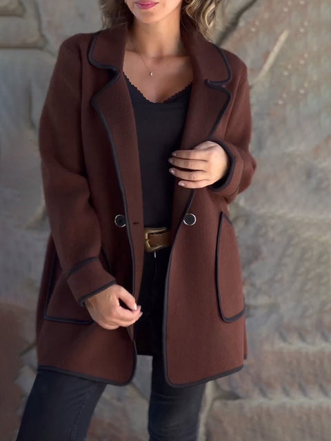 Damen Temperament Anzugkragen doppelseitige Wolljacke m300688 