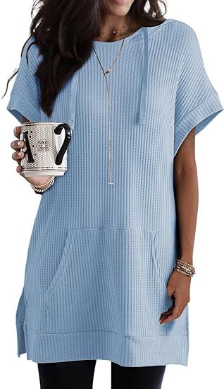 Sweat à capuche avec cordon de serrage, tricot gaufré, fente latérale, poche à la taille, T m301017 