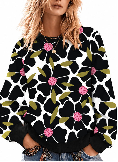 Casual Crew Neck Long Sleeve Pullover 3D Digital Printing Women's Sweater FF303429 03