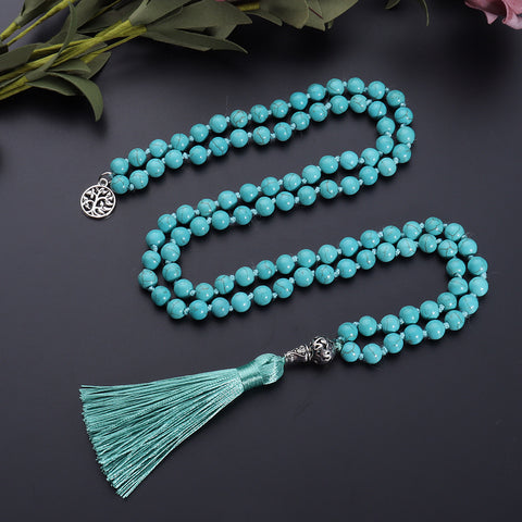 Collier pendentif arbre de vie de méditation 108 pierres semi-précieuses m3331275 