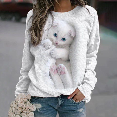 Frühlings- und Sommerpullover mit lockerem Animalprint und langen Ärmeln und Rundhalsausschnitt m300744 