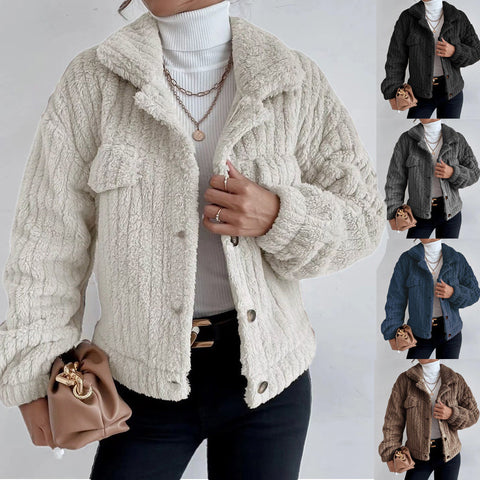 Veste polaire épaisse et confortable pour femme, vêtement décontracté, en peluche, m300354 