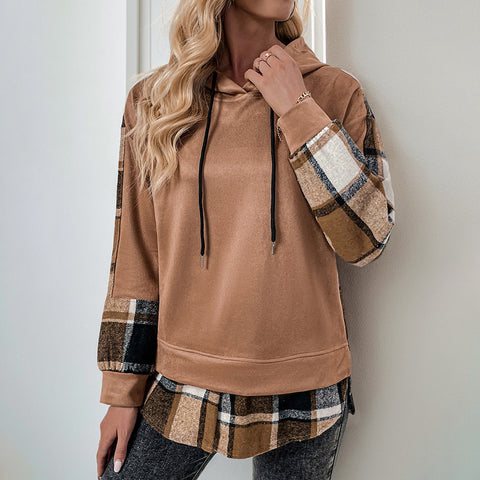 Lässiger Fleecepullover mit Kapuze, zweiteiliger, karierter Hoodie-Pullover m300799 