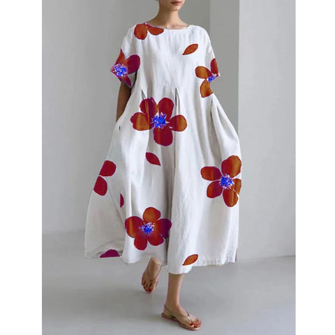 Robe en lin à manches courtes pour femme Linglong M300183 
