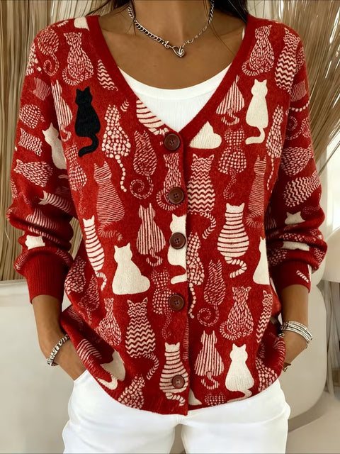 Autumn and winter European size 3D digital printing women's shoulder cardigan sweater FF303406 01