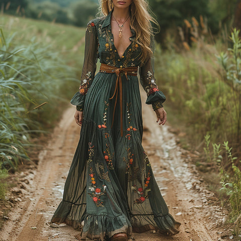Ethnic Bohemian print resort beach dress m302013
