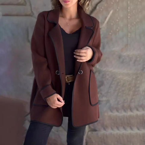 Damen Temperament Anzugkragen doppelseitige Wolljacke m300688 