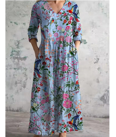 3D-Druck Sommer urban lässig lockeres Kleid Damen m301037