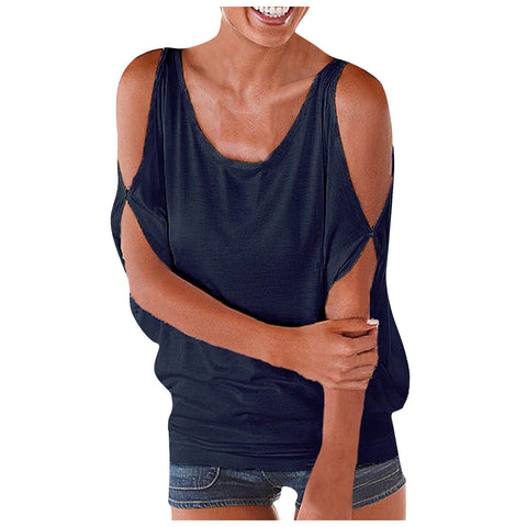 T-shirt ample à manches courtes et épaules dénudées, style décontracté, m300108 