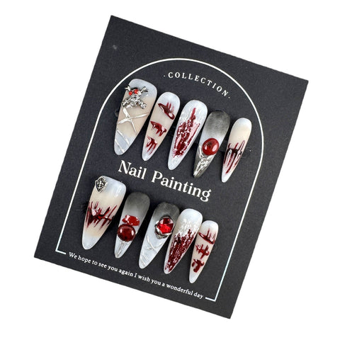 Coussinets à ongles grandioses, sens avancé, patchs à ongles faits à la main purs d'été, peints à la main m3331200