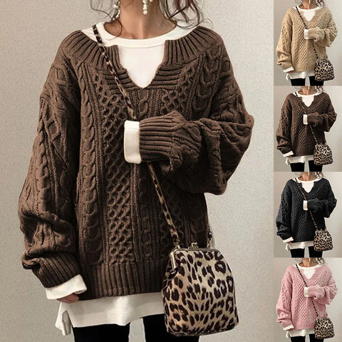 Neuer Pullover, gestrickter Twist-Pullover, lässiger Strickpullover m300465 
