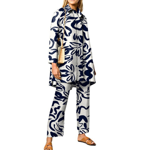 Langarm Damen Hemd Anzug 3D Digitaldruck Casual Damenbekleidung M300214 