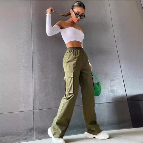 Pantalon sans ceinture taille haute, pantalon large, coupe droite, ample, style décontracté, m301371 