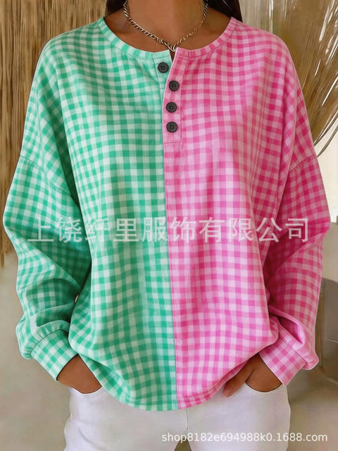 Crew neck 4 buckle spring and autumn fashion pattern 3D printing casual loose women's sweater FF303411 02