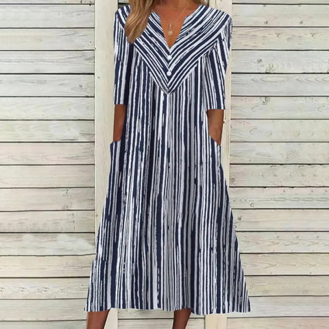Bedrucktes Kleid mit halblangen Knöpfen M300188 