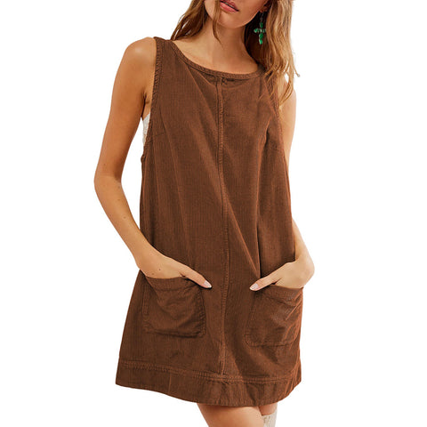 Robe gilet sans manches en velours côtelé m300965 