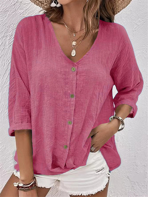 Pull col V à manches courtes, coupe ample, haut décontracté pour femme, m301298 
