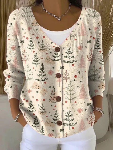 Button women's printed long-sleeved top m302156