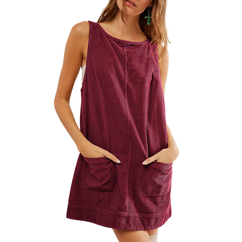 Robe gilet sans manches en velours côtelé m300965 