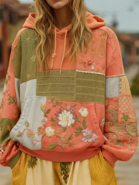 casual hooded long-sleeved pullover, regular digital printing women's sweater m303127