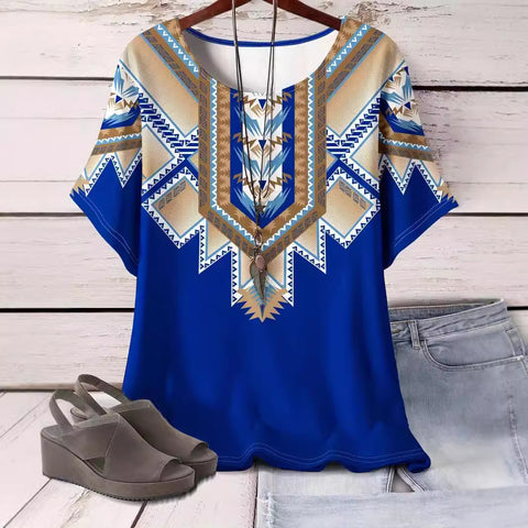 Kurzarm-T-Shirt aus Baumwolle mit Retro-Print im Frühjahr, neues, vielseitiges Rundhals-Shirt mit Bodenbildung m301287 