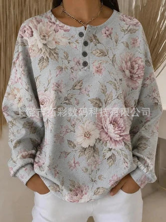 Digital printing four-button stand-up collar T-shirt women's FF303399 05