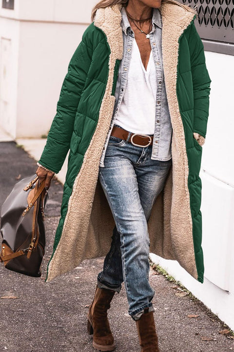 Solid color hooded cotton clothes long sleeves double-sided wear slim temperament cardigan jacket top m300612
