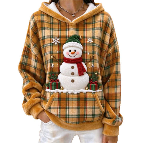 Christmas snowman 3D printed sweater flannel loose top FF303507
