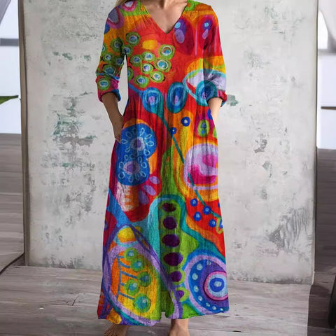 Robe mi-longue à imprimé floral pour femme m301039