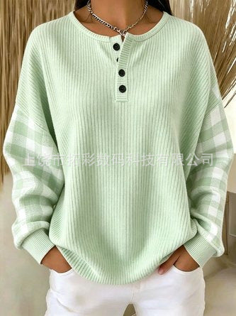 Digital printing four-button stand-up collar T-shirt women's FF303399 03