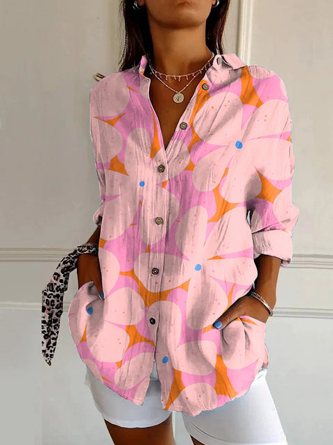 Chemise à manches longues tendance été, motif floral imprimé 3D, chemise m301226 