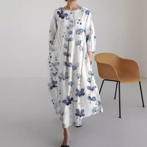 Robe longue ample à imprimé floral rétro pour femme m300916 