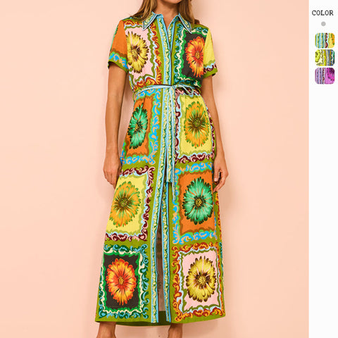 Robe cardigan imprimée à lacets High Profile Fashion M300317 