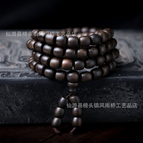 Bracelet en bois d'agar noir Qinan, immergé dans l'huile, de haute qualité, 108 perles de Bouddha, bijoux faits main, m3331277 
